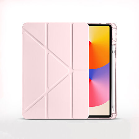 Huawei MatePad 11 inç Uyumlu Standlı Uyku Modlu Kalemlikli Trifolding Fuchsia Tablet Kılıfı