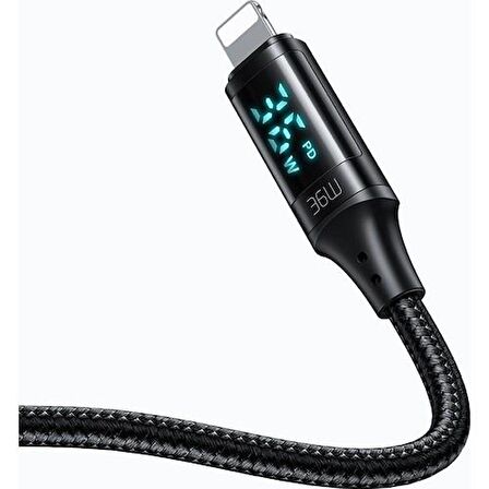 Mcdodo CA-1030 36W Pd TypeC İphone Dijital Ekranlı Hızlı Data Şarj Kablo 1.2Mt-Siyah
