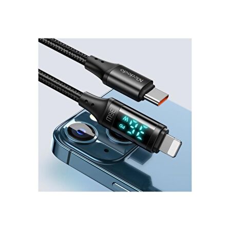 Mcdodo CA-1030 36W Pd TypeC İphone Dijital Ekranlı Hızlı Data Şarj Kablo 1.2Mt-Siyah