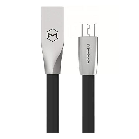 Mcdodo CA-1251 2.4A 1Mt Çinko Alışım Yassı Dörtgen Micro Usb Data Siyah