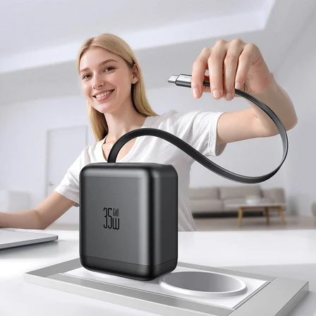 MCDODO CH-1280 Freego Serisi 35w GaN Dahili Geri Sarılabilir Type-c Kablolu Şarj Cihazı