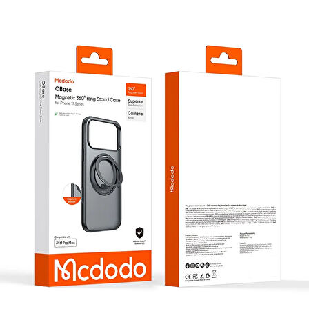 MCDODO PC-1872  iPhone 17 Pro Max Yakalama Düğmeli Manyetik 360° Halka Standlı Kılıf