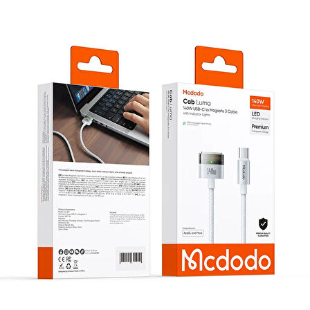 CA-2071 140W USB-C - Magsafe 3 manyetik bağlantı kablosu 2m - Beyaz