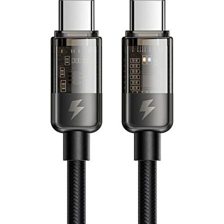Mcdodo CA-2840 TypeC TypeC 100W Ledli Power Off Hızlı Data Sarj Kablo 1.2m-Siyah