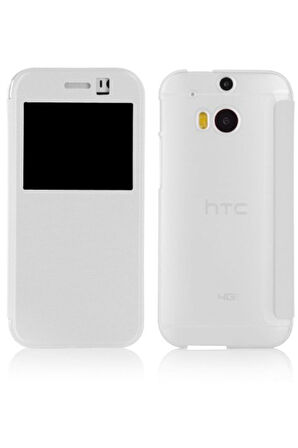 Htc One M8 Pencereli Ve Uyku Modlu Flip Cover - Beyaz