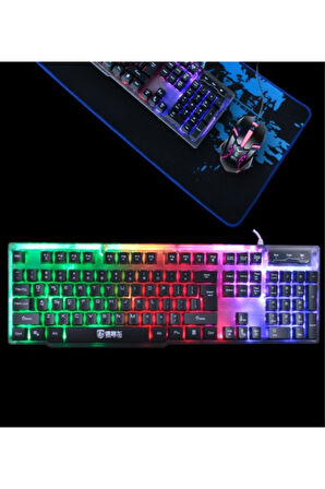 Lennox T302 Rgb Işıklı Mekanik Q Klavye Mouse Fare Set