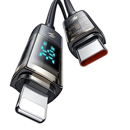 Mcdodo CA-3600 Type-C To Lightning Dijital Ekranlı iPhone Şarj & Data Kablosu 1.2m - Siyah