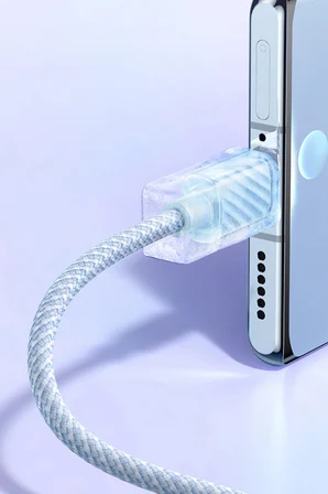MCDODO CA-3671 Crystal Serisi Type-c Type-c 100W PD Hızlı Şarj ve  Örgü Kablo Mavi 1.2