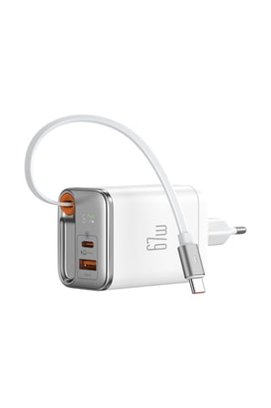 MCDODO CH-4103 Freego 67w GaN Hızlı   Dahili Geri Sarılabilir Type-c Kablolu Şarj Cihazı Beyaz