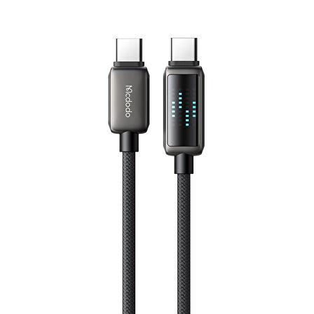 MCDODO CA-4250 100W USB-C TO USB-C  ŞARJ HIZ GÖSTERGELİ ŞARJ VE DATA KABLOSU- 1.2 M SİYAH