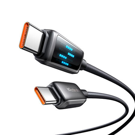 MCDODO CA-4250 100W USB-C TO USB-C  ŞARJ HIZ GÖSTERGELİ ŞARJ VE DATA KABLOSU- 1.2 M SİYAH