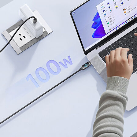 MCDODO CA-4250 100W USB-C TO USB-C  ŞARJ HIZ GÖSTERGELİ ŞARJ VE DATA KABLOSU- 1.2 M SİYAH