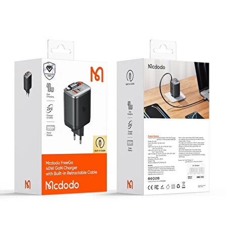 MCDODO CH-4281 40W GaN Şarj Adaptörü Dahili Geri Çekilebilir Kablolu