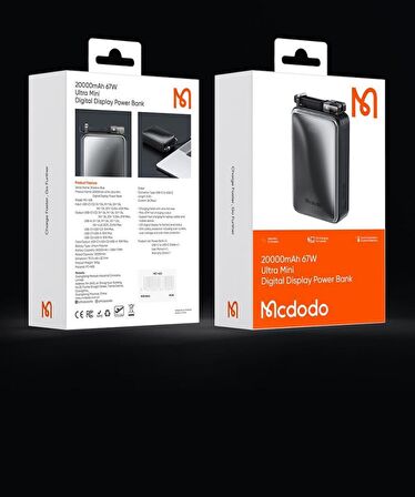 Mcdodo MC-4331 67W 20000mAh Ultra Mini Kablosuz Powerbank -Siyah