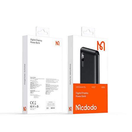 Mcdodo MC-4351 2xUSB Çıkışlı Dijital Ekranlı 20.000 mAh Powerbank- 10.5 W