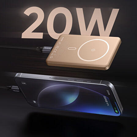 Mcdodo MC-4642 5000mAh 20W Metal Ultra İnce Kablosuz Powerbank