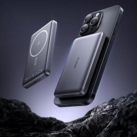 Mcdodo MC-4651 10000mAh 20W Metal Ultra İnce Manyetik Kablosuz Powerbank - Siyah