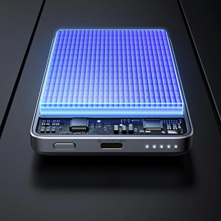 Mcdodo MC-4651 10000mAh 20W Metal Ultra İnce Manyetik Kablosuz Powerbank - Siyah