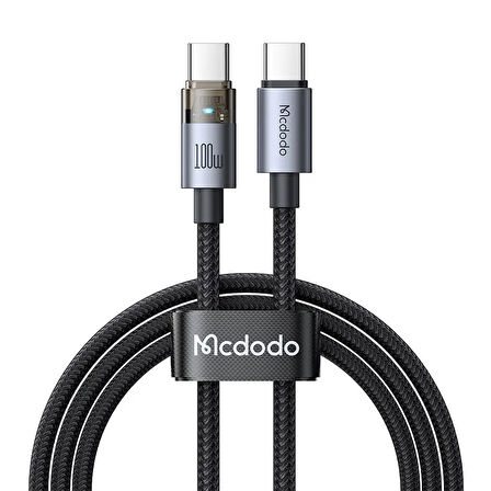 MCDODO CA-5580 TYPE-C TO TYPE-C 100W 1.2M ŞEFFAF KABLO Şarj ışıklı