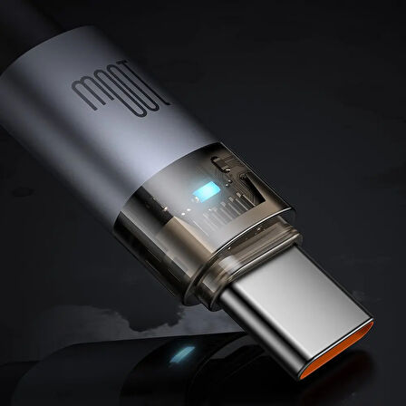 MCDODO CA-5580 TYPE-C TO TYPE-C 100W 1.2M ŞEFFAF KABLO Şarj ışıklı