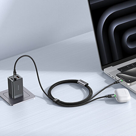MCDODO CA-6740 2-in-1 KABLO 100 W TYPE-C TYPE-C+TYPE-C 1.5 M SİYAH KABLO