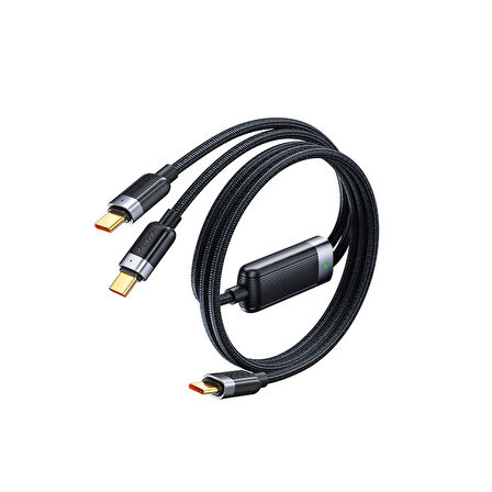 MCDODO CA-6780 1.5 M 100W 2'Sİ 1 ARADA TYPE-C TO TYPE-C + TYPE-C SİYAH KABLO