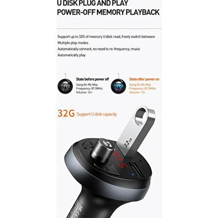 Mcdodo  Bluetooth Fm Transmitter 2 USB 3.1A Çakmak Şarj CC-6880