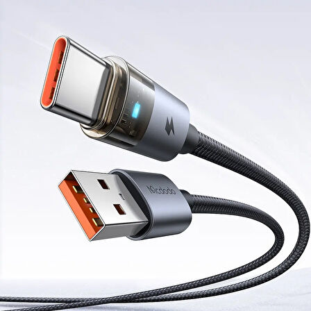 MCDODO CA-6890 USB-A TO TYPE-C 1,2 m Şeffaf Kablo Şarj Işıklı