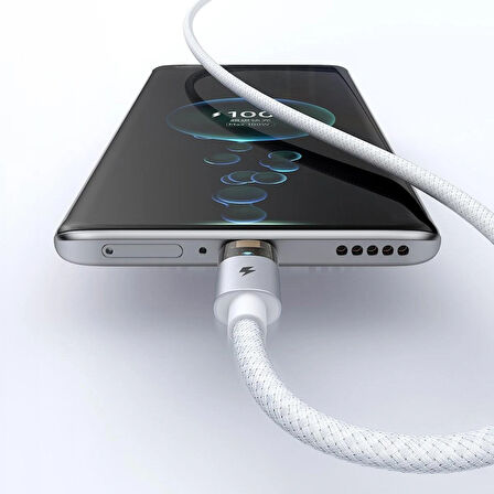 MCDODO CA-6892 USB-A - TYPE-C ŞEFFAF KABLO ŞARJ IŞIĞI İLE BEYAZ