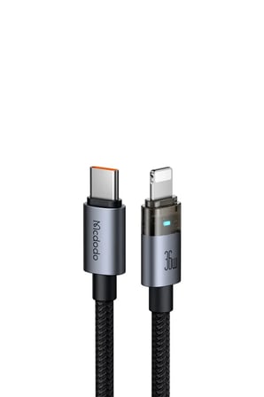 MCDODO CA-6940 TYPE-C TO LİGHTNİNG 36W 1.2m Şeffaf Kablo Şarj Işıklı