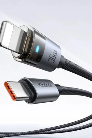 MCDODO CA-6940 TYPE-C TO LİGHTNİNG 36W 1.2m Şeffaf Kablo Şarj Işıklı