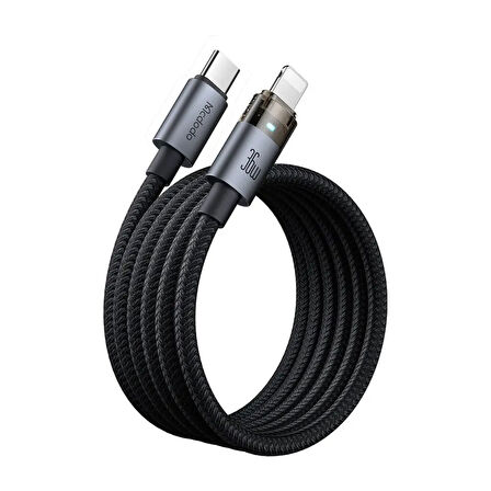 MCDODO CA-6940 TYPE-C TO LİGHTNİNG 36W 1.2m Şeffaf Kablo Şarj Işıklı