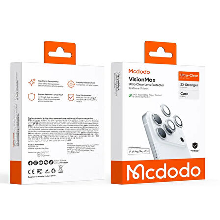 MCDODO PF-7331 Iphone 17/ 17 Pro Max Ultra Şeffaf Kamera Koruyucu Lens