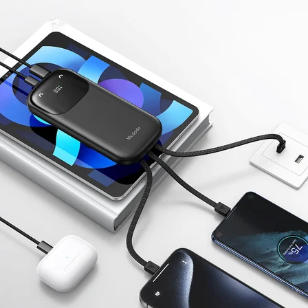 Mcdodo MC-8520 10000mAh 22.5W PD QC Hızlı Şarj Dijital Göstergeli Çoklu Kablolu Powerbank