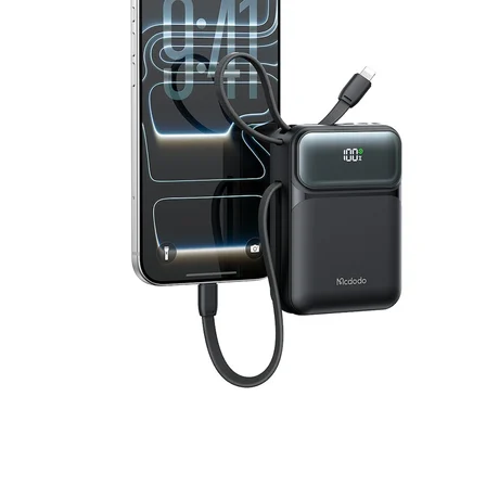 Mcdodo MC-9930 20000mAh 45W PD Hızlı Şarj Dahili Kablolu Powerbank Siyah