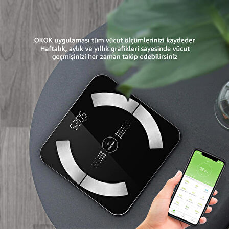 RossClean Smart Life 2 Yağ Ölçer Fonksiyonlu Akıllı Bluetooth Tartı