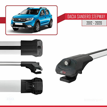 Dacia Sandero Stepway 2 2012-2020 Arası ile Uyumlu ACE-1 Ara Atkı Tavan Barı Gri 2 Adet