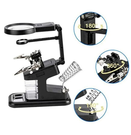 WellHise WH-803 Masa Üstü Lehim Yardımcı Standı ve Büyüteçli Lamba