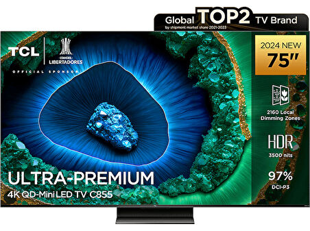 TCL 75C855 75 inç 189 Ekran Premium QD-Mini 4K LED TV