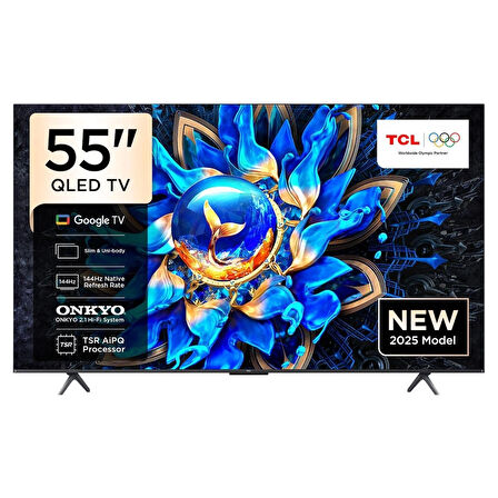 TCL 55T8C 55” QLED 4K Google TV – 144Hz, Dolby Vision IQ, HDR10+, FreeSync Premium Pro