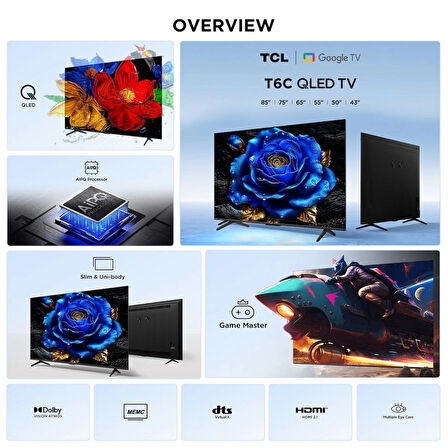 TCL 55T6C 55” 4K QLED GoogleTV – Dolby Vision, HDR10+, Smart TV