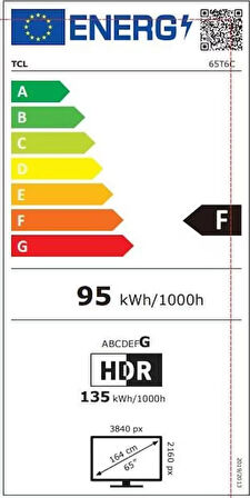 TCL 65T6C 65'' 4K QLED Google TV HDR10+ & Dolby Vision, AIPQ İşlemci