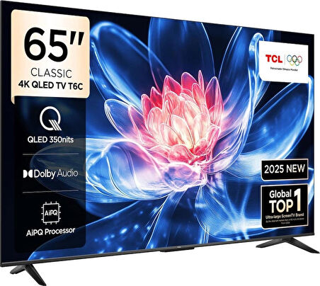 TCL 65T6C 65'' 4K QLED Google TV HDR10+ & Dolby Vision, AIPQ İşlemci
