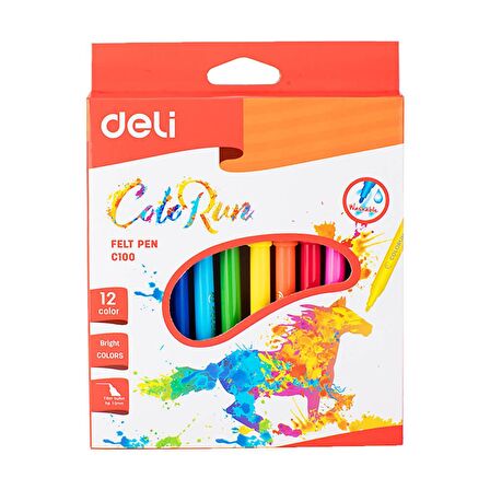 Deli Color Run Keçeli Kalem 12 Renk C10000