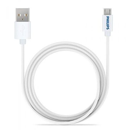 Philips SWR2101/93 Micro USB Hızlı Şarj ve Data Kablosu Beyaz 1 Metre