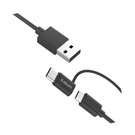 Omars 2'si 1 Arada Type-C Micro USB Şarj ve Data Kablosu 1.2 Metre