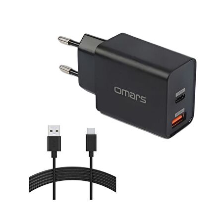 Omars Type-C 18 Watt Hızlı Şarj Aleti Siyah