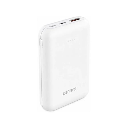 Omars 10000 mAh PD 20W Mini Powerbank Çift Çıkışlı Type-C & USB-A Beyaz