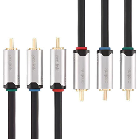 Prolink PMM247-0200 3 RCA - 3 RCA Komponent Çift blendajlı Oksijensiz kablo, 2 Metre