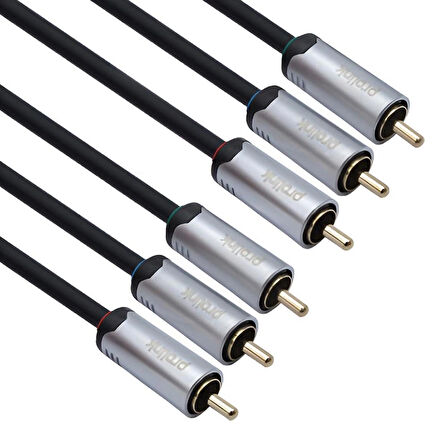 Prolink PMM247-0200 3 RCA - 3 RCA Komponent Çift blendajlı Oksijensiz kablo, 2 Metre